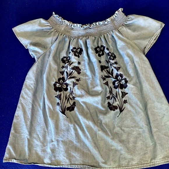 Cold Shoulder Denim Top - Picture 1 of 7